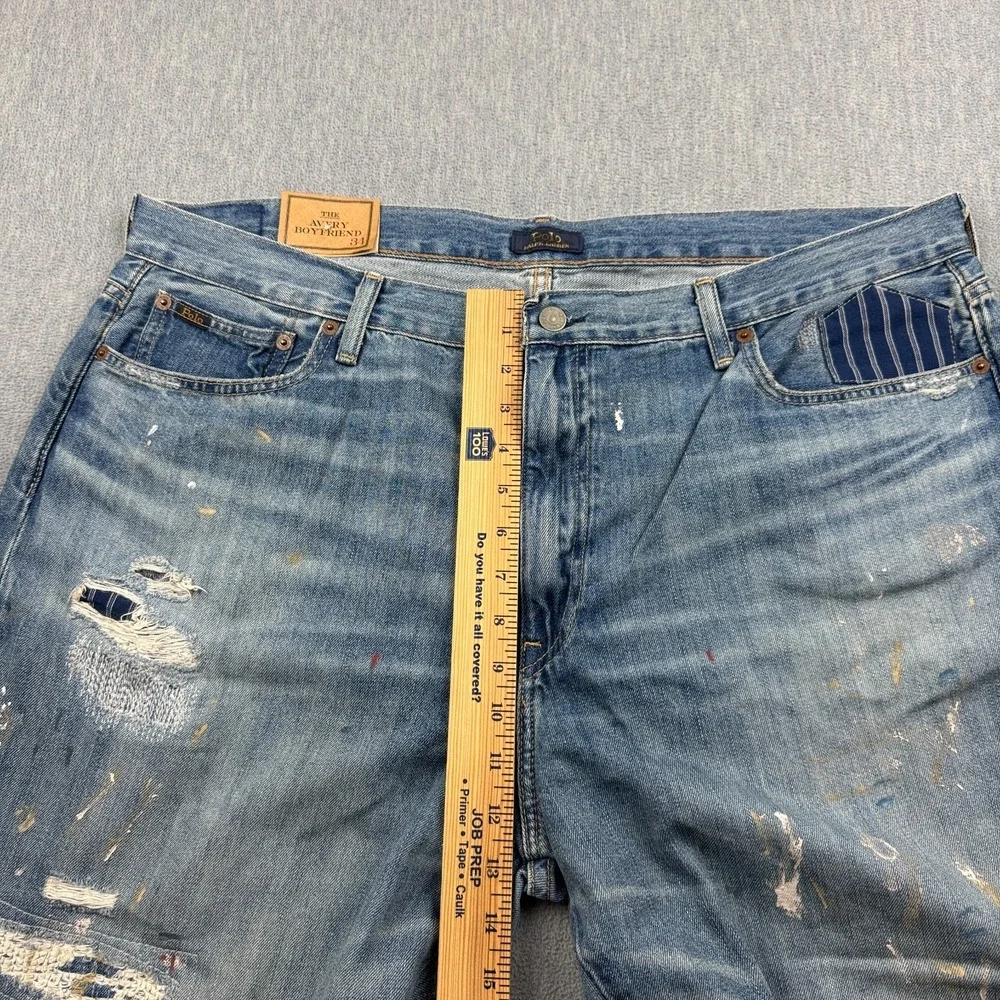 Polo Ralph Lauren Jeans Mens 40X28 Blue The Avery Boyfriend Patched Distressed